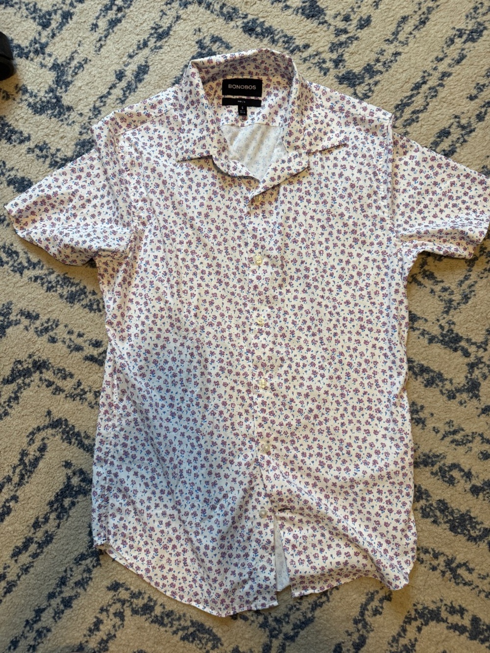 Bonobos Men's Slim Fit Floral Short Sleeve Button Down Shirt Size Small